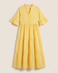 Yellow Striped Frill Maxi Dress