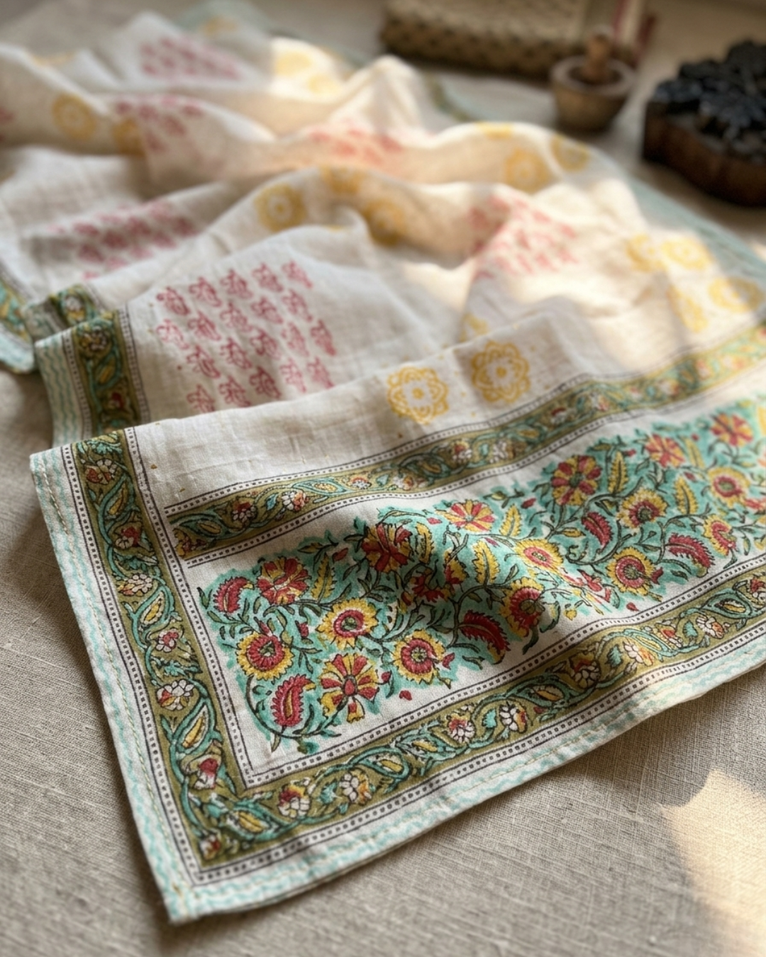 Cotton Kalamkari Unstitched Suit Set
