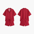 The Brahmi Studio Red Polka Dot Resort Collar Co-ord Set