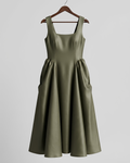The Brahmi Studio Olive Princess Line Maxi Dress