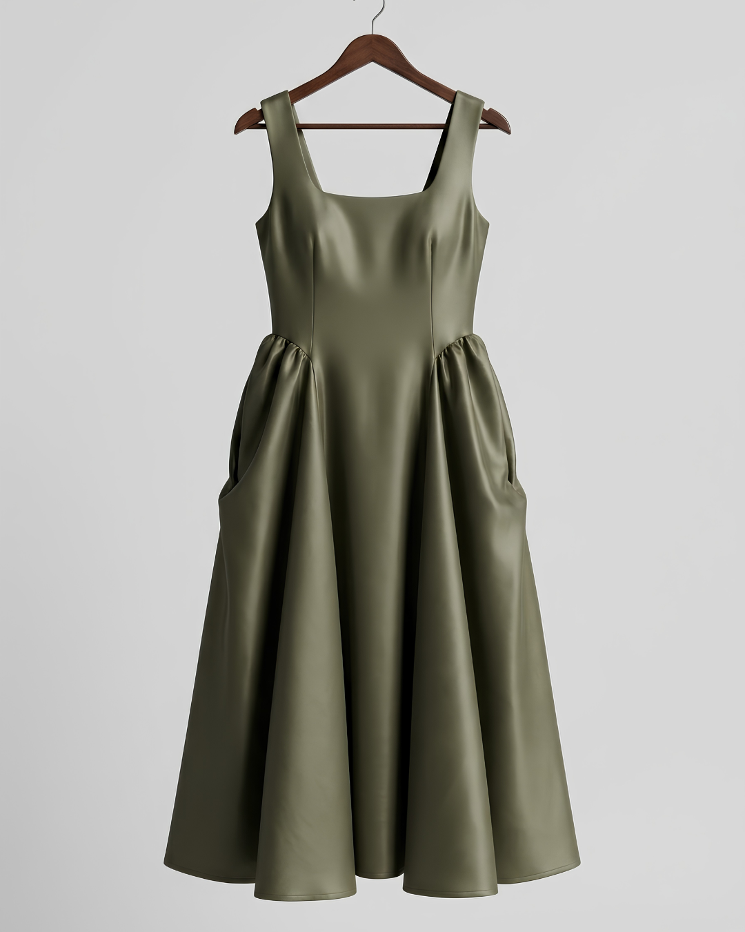 The Brahmi Studio Olive Princess Line Maxi Dress