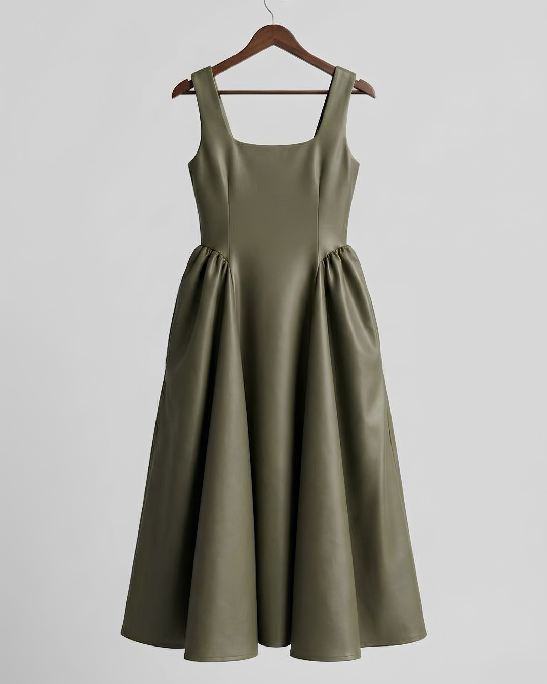 The Brahmi Studio Olive Princess Line Maxi Dress