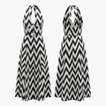 The Brahmi Studio Monochrome Halter Neck Maxi Dress
