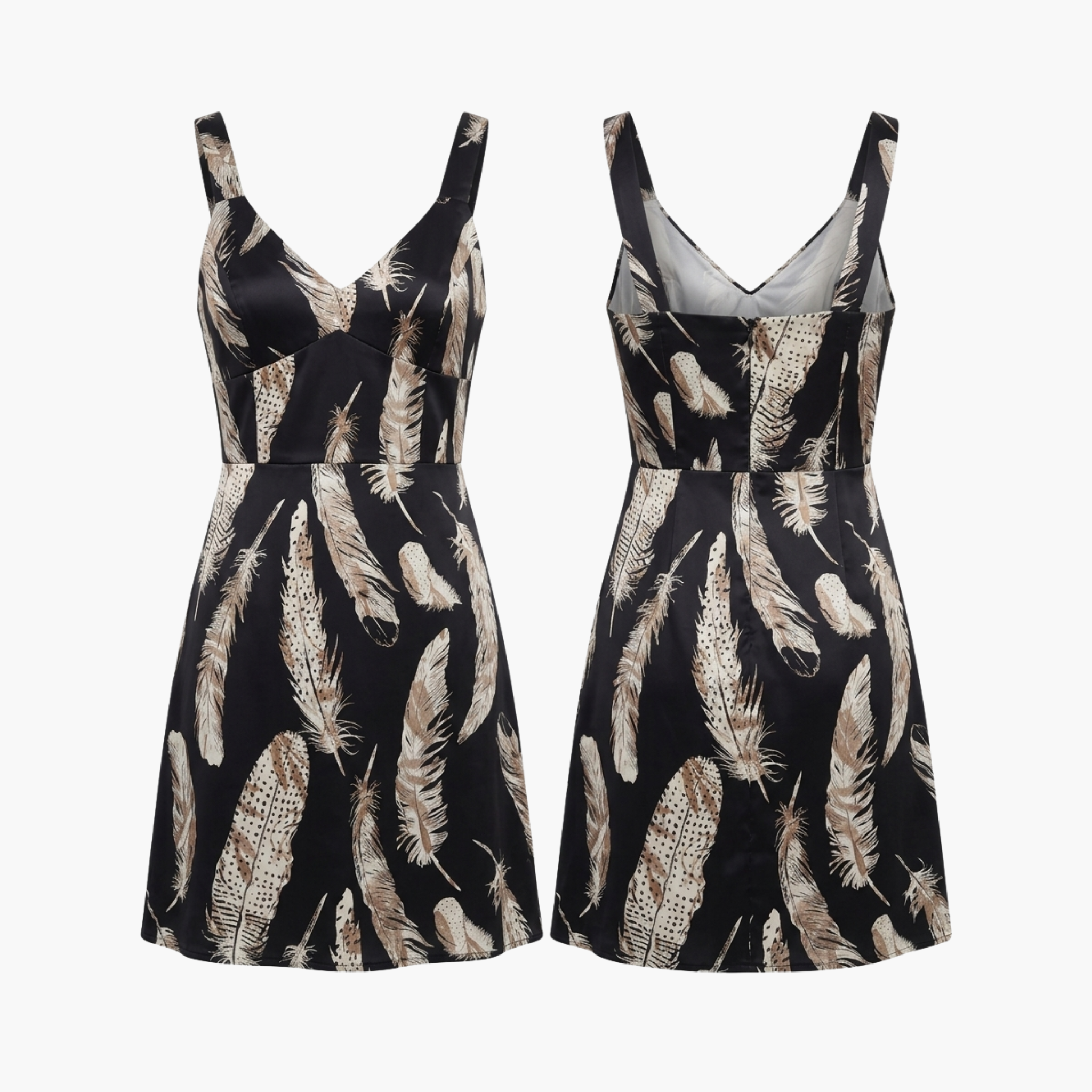 The Brahmi Studio Feather Print Rayon Mini Dress