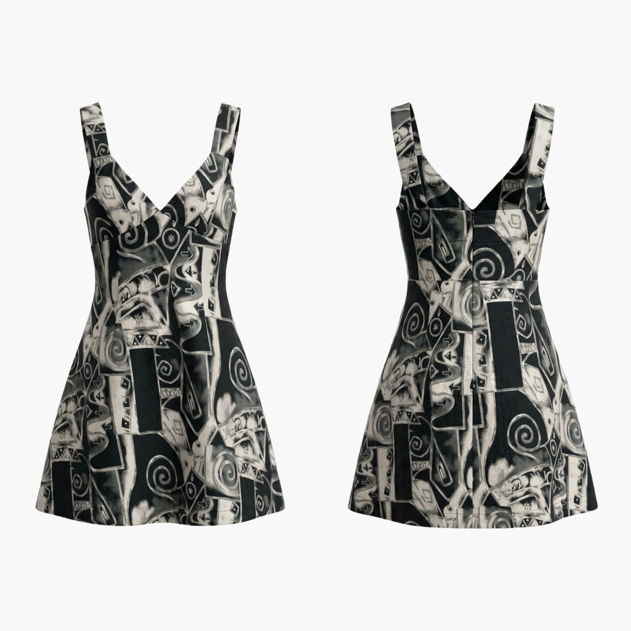 The Brahmi Studio Abstract Print Rayon Mini Dress