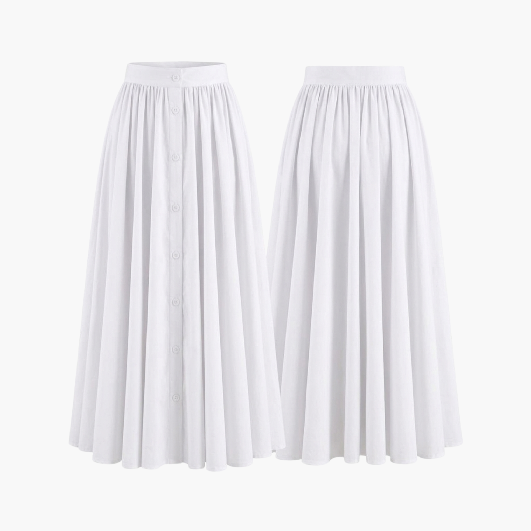 The Brahmi Studio White Button-Front Midi Skirt
