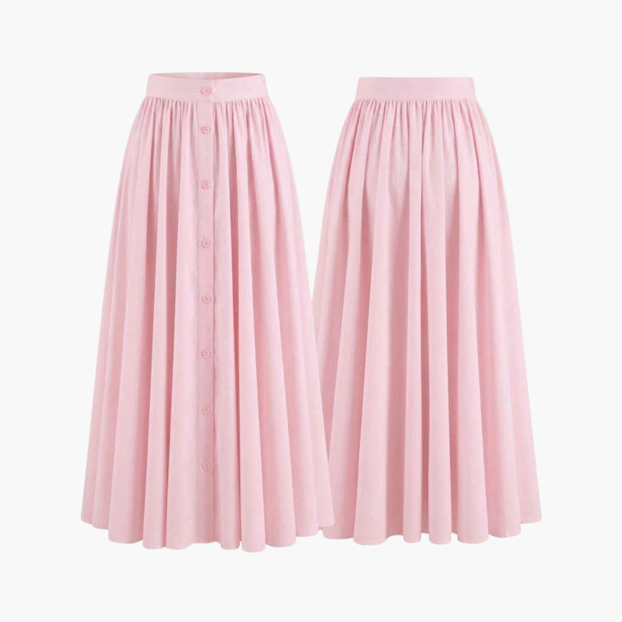 The Brahmi Studio Baby Pink Button-Front Midi Skirt