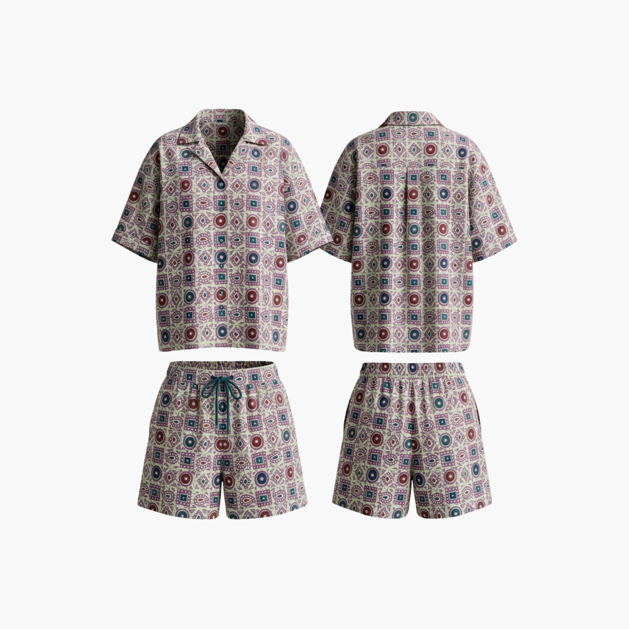 The Brahmi Studio Geometric Print Resort Collar Co-ord Set