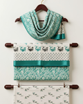 South Cotton Warli and Paisley Block Print Suit Set in teal and ivory